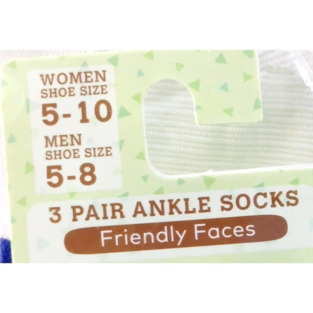 Animal Crossing New Horizons 3 Pair Ankle Socks Shoe Size Women 5-10 Men 5-8